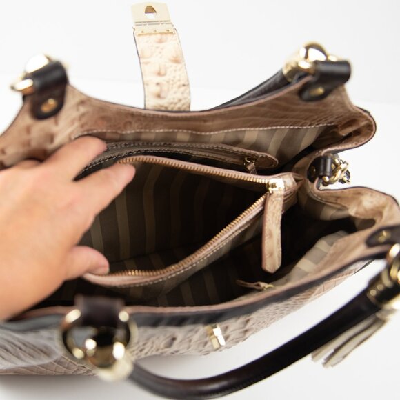 Brahmin Elisa Purse Leather Crocodile Embossed Hobo Bag Blossom Kendall Brown - Picture 7 of 14